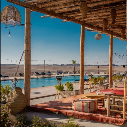 Luxury desert retreat with pool, Berber décor and panoramic views