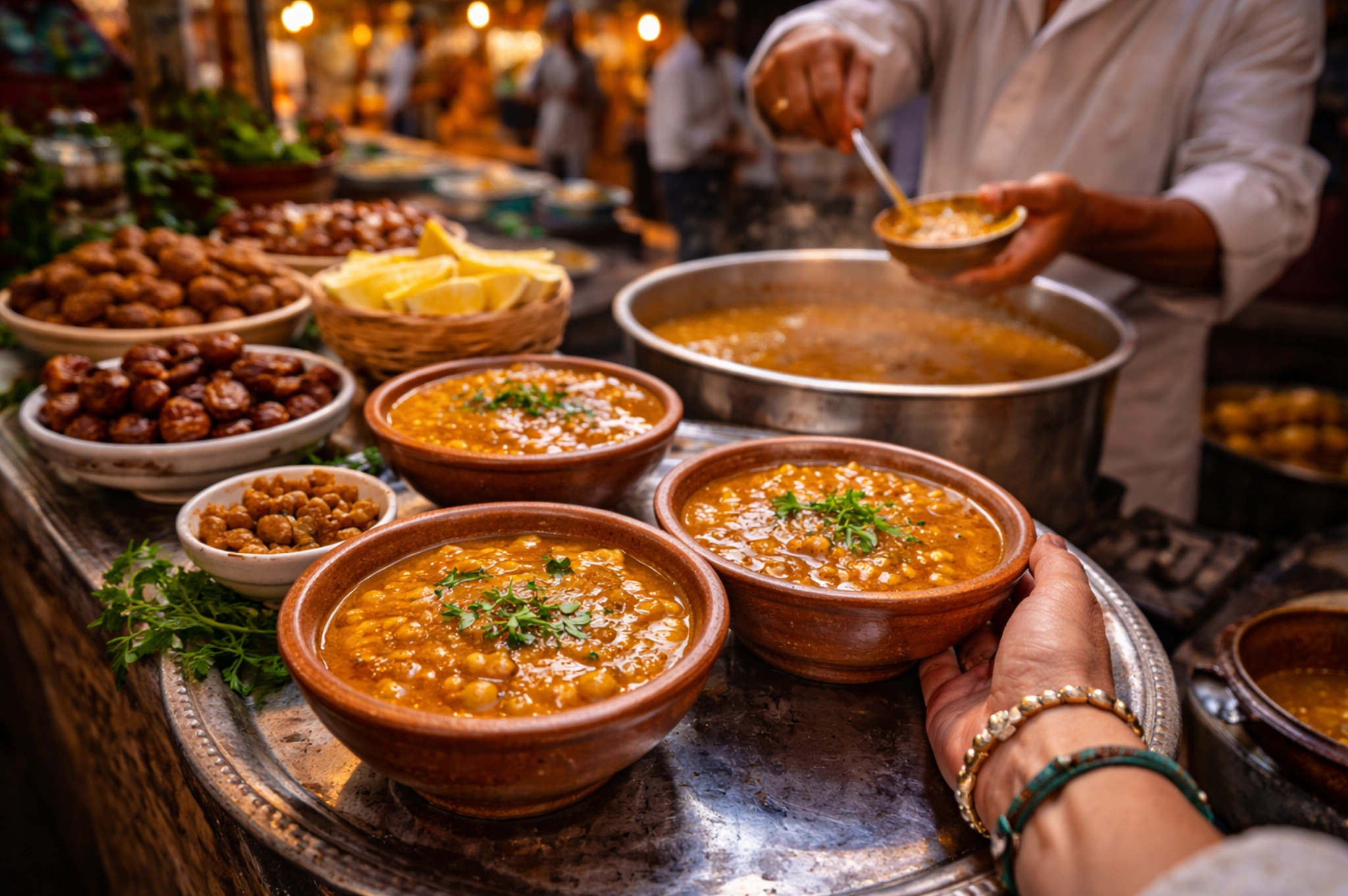 Traditional Moroccan harira soup during food tour