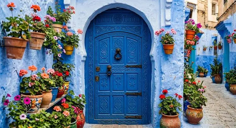 Blue lane in the Chefchaouen medina, Rif Mountains
